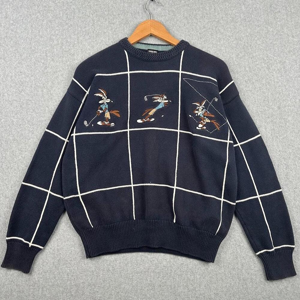 Vintage Golf Sweater Warner Bros Looney Tunes Wile E. Coyote Small Blue Pullover